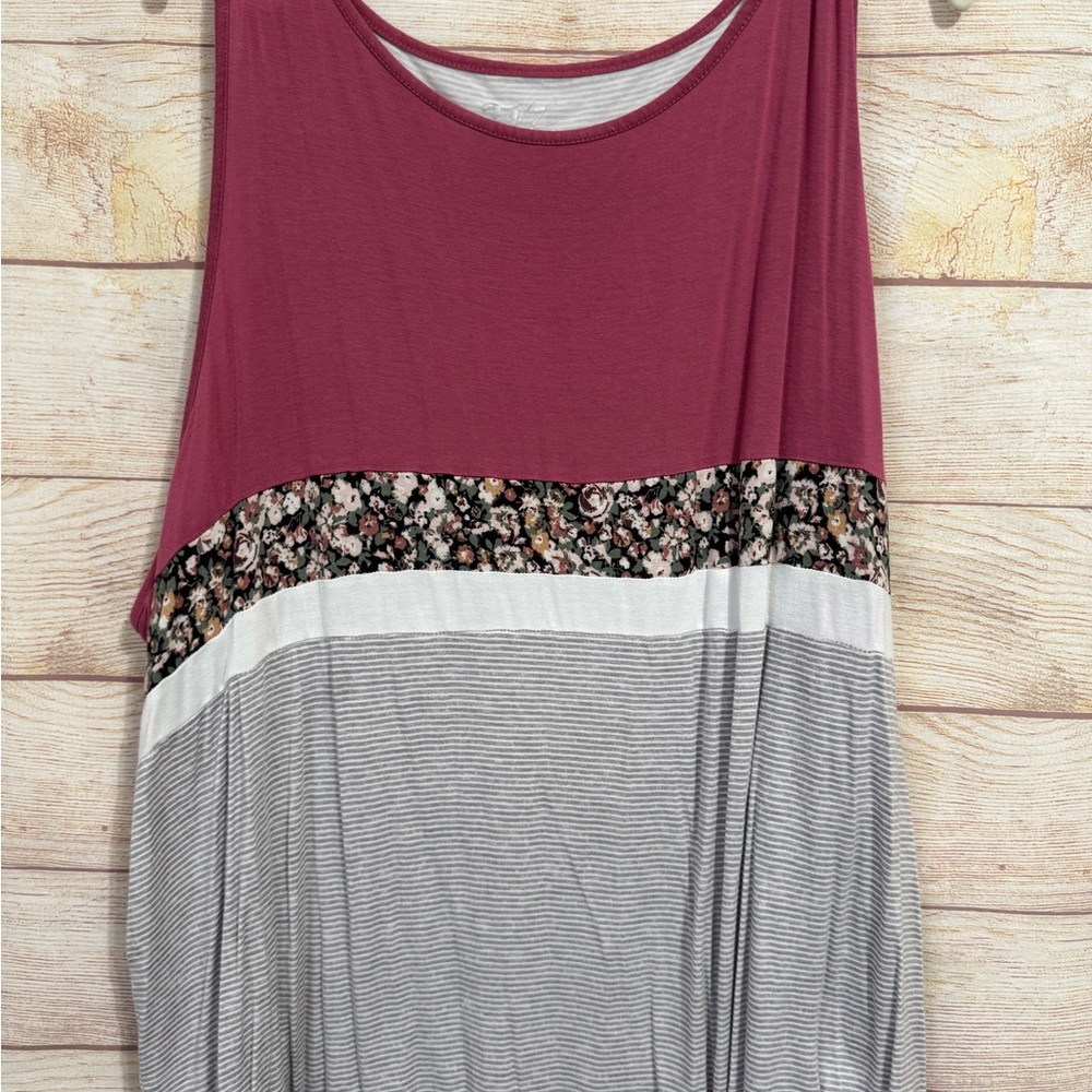Maurices Berry Floral-Trim Colorblock Tank Top